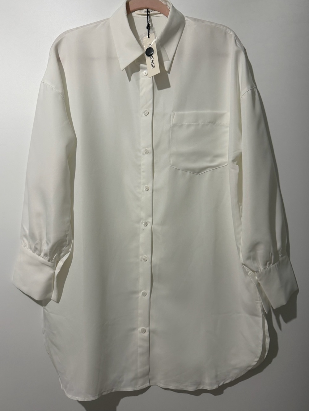 Commense Minimalist Women's White Button-Down Shirt with Chest Pocket Size M NWT
